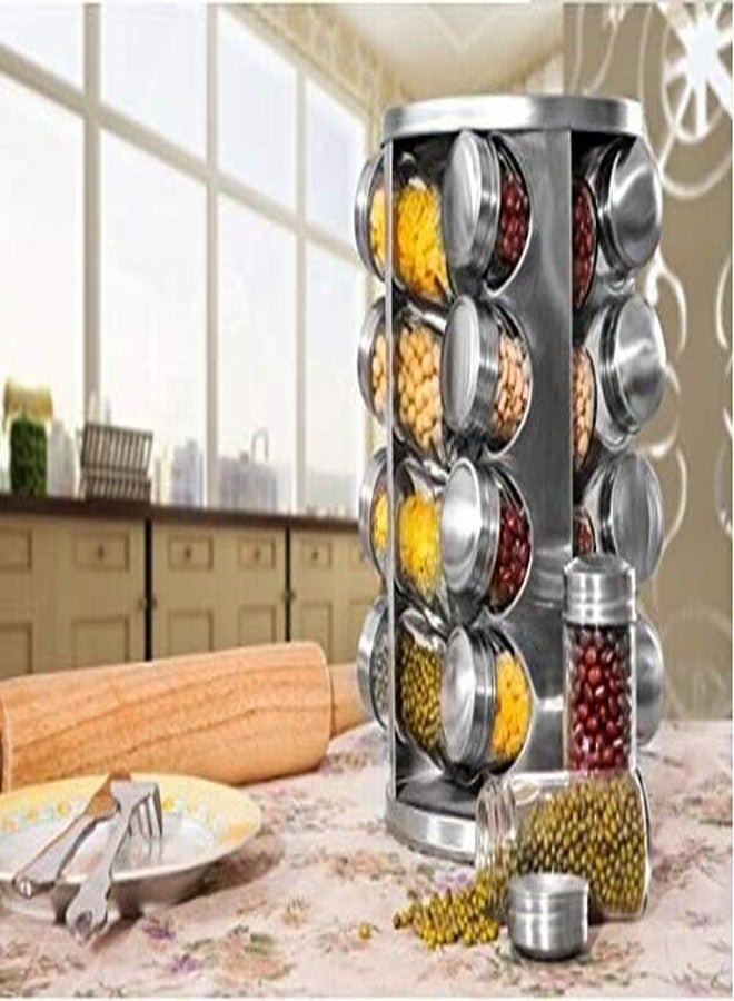 REPLEX Rotating Spice Rack, Set of 16 Spice Jars Stainless Spice Rack, Seasoning Storage Organization Spice, Suitable for Carousel Tower for Kitchen, Round Revolving - Image 2